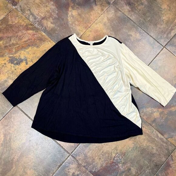 Cato Est. 1946 1/2 Black Cream Draped Sweater 22/24W - Picture 3 of 9